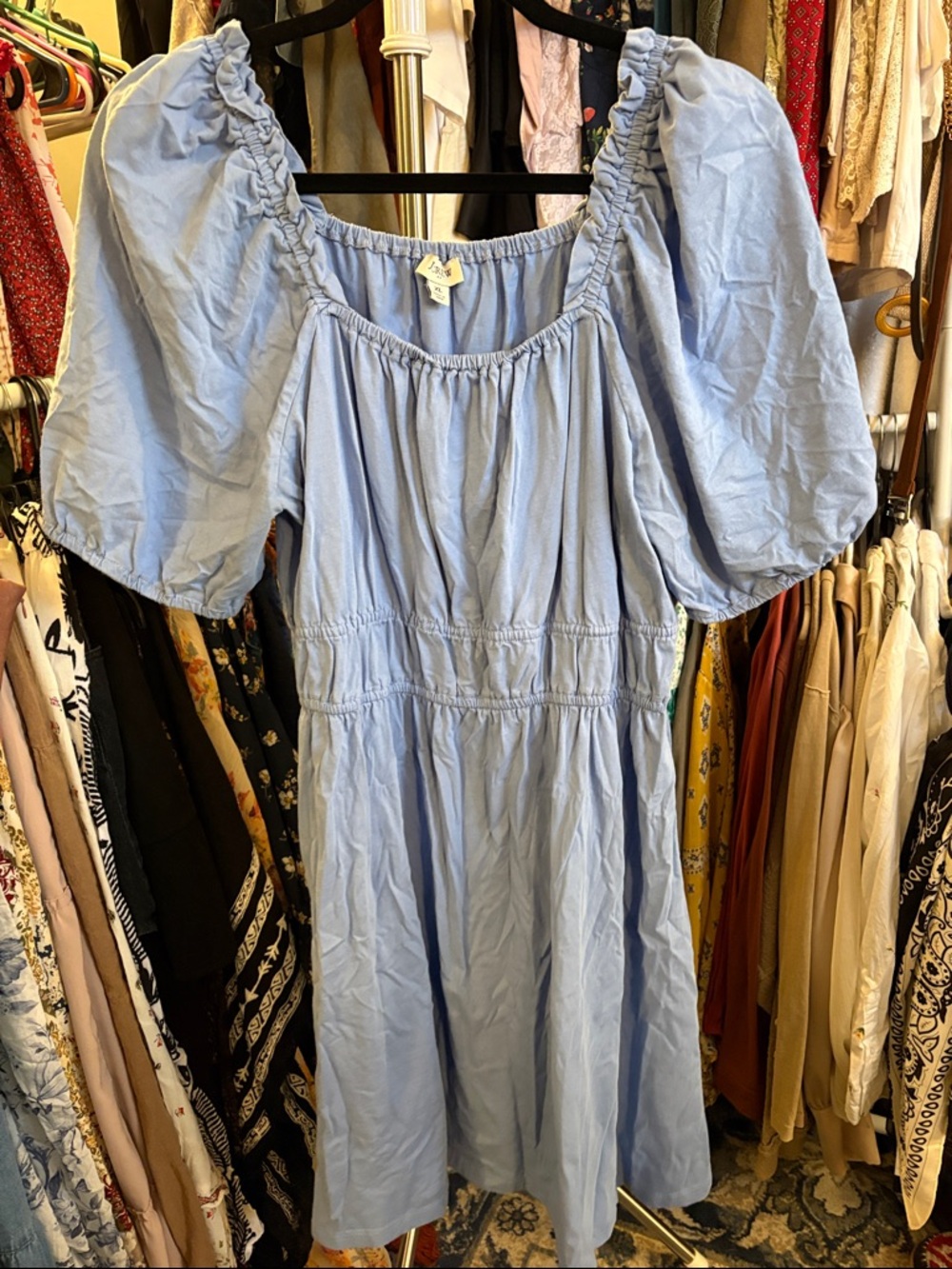 J. Crew Light Blue Puff Sleeve Mini Dress